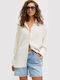 Long Sleeve Women's Linen Shirt Off White