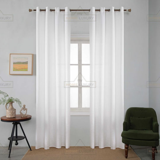 My Home Luxury Vorhang mit Grommets Line Weiß 270x270cm