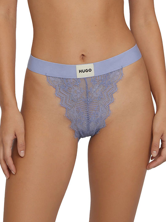 Hugo Γυναικείο String με Δαντέλα Μωβ