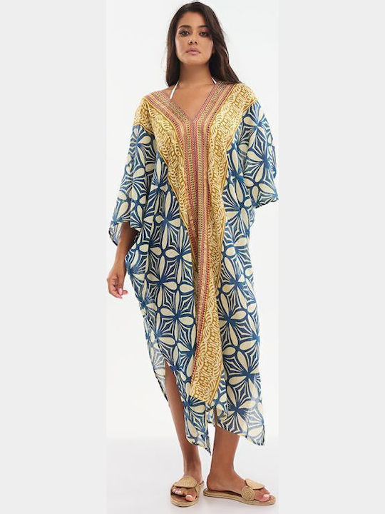 Ble Resort Collection Damenbademode Kaftan Farbe Beige/Blau