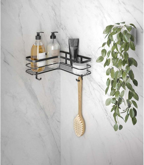 Metaltex Corner Wall Mounted Bathroom Shelf Metallic Black