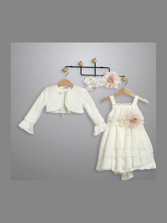 New Life Ecru Baptism Clothes Set with Dress Sk...