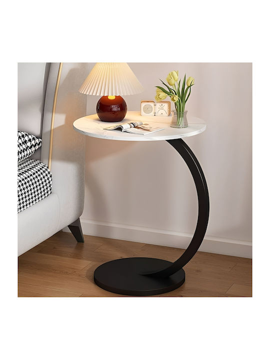 Round White Metal Side Coffee Table W40xL40xH60cm