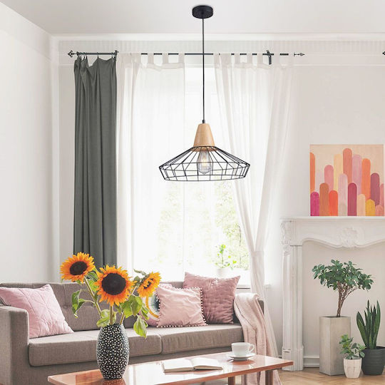 Vivalux Pendant Ceiling Light Black with E27 Socket 39cm