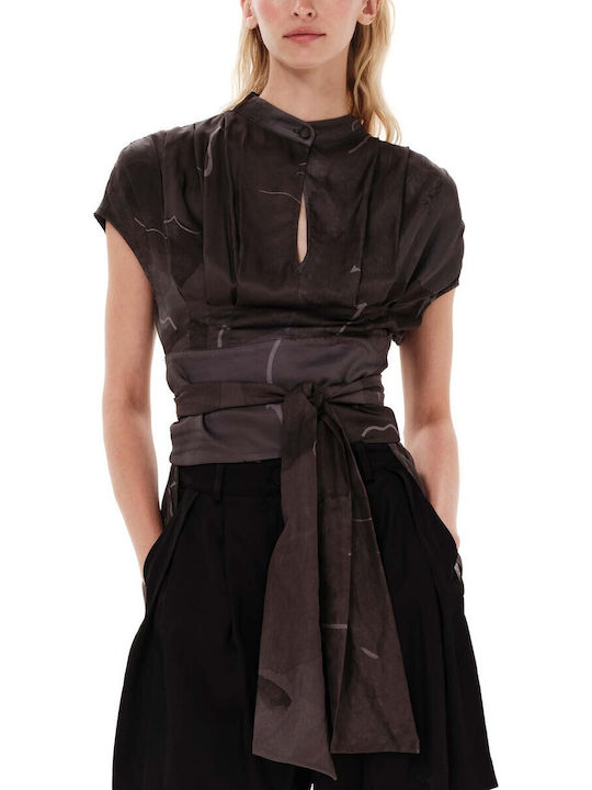 Ioanna Kourbela Damenbluse Charcoalgreyprinted