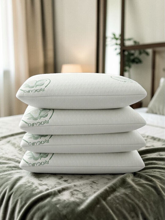 SteweHome Set of 4 Bed Pillows Avocado Visco with Neck Support and Zipper Green 50x70cm