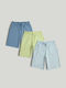 Kids Fabric Blue Shorts/Bermuda 3 Pieces