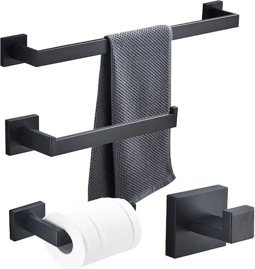 An der Wand montiertes Badezimmerzubehör-Set Inox Schwarz