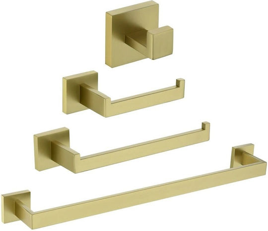 Set Accesorii Baie Montat pe Perete Inox Auriu