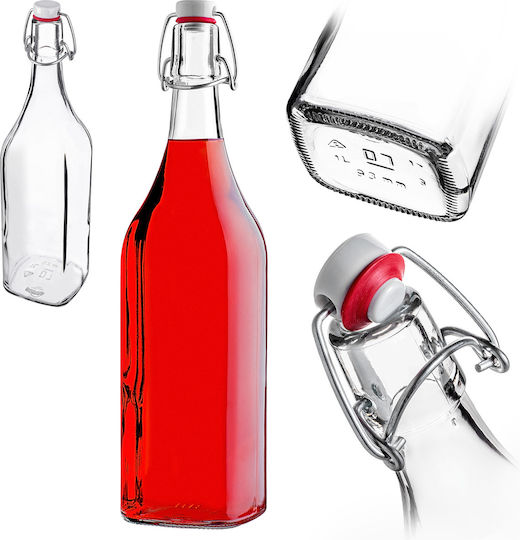 Kadax Μπουκάλι Νερού Γυάλινο με Κλιπ Διάφανο 1000ml 5 Τεμάχια Kadax Μπουκάλι Νερού Γυάλινο με Κλιπ Διάφανο 1000ml 5 Τεμάχια