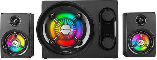 Rampage RMS-G8 Computer Speakers 2.1 With RGB Lighting and 25W Power Black