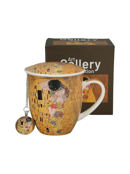 Tasse aus Porzellan mit Deckel 400ml