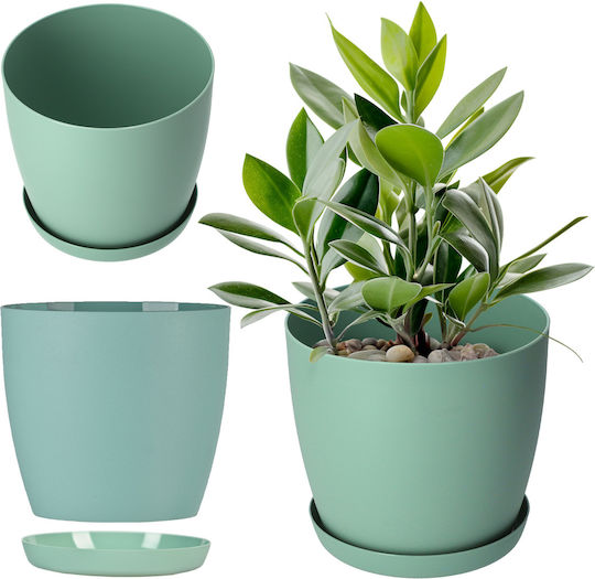 Kadax Kunststoff Blumentopf Grün mit Untersetzer 12x11x10cm