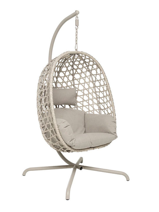 Κούνια Φωλιά με Βάση και Μαξιλάρι Rattan Μπεζ 94x63x116cm