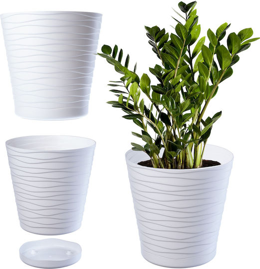 Kadax Kunststoff Blumentopf Weiß mit Untersetzer 18x18cm