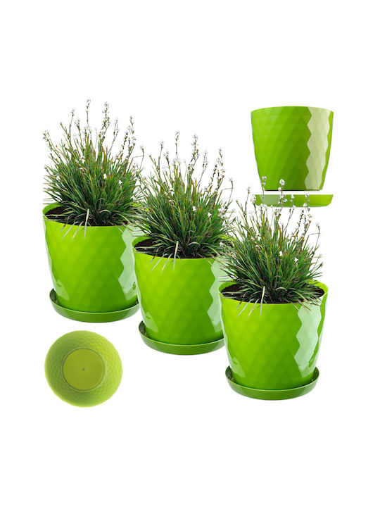 Kadax Σετ 3 Γλάστρες Πλαστικές Green Kadax Σετ 3 Γλάστρες Πλαστικές Green