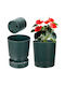 Kadax Kadax Kunststoff Grüner Blumentopf mit Untersetzer 14,5x14,5cm