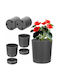 Kadax Set 2 Ghivece de Flori Din Plastic Gri Cu Farfurie