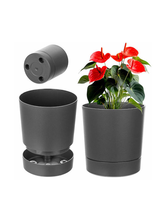 Kadax Plastic Gray Flower Pot with Saucer 27.5x...