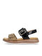 Damen Flache Schwarze Sandalen