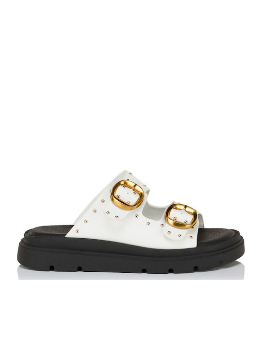 Alta Moda Γυναικεία Σανδάλια Flatforms Λευκά
