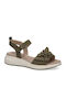 Leather Women's Flat Sandals Green
