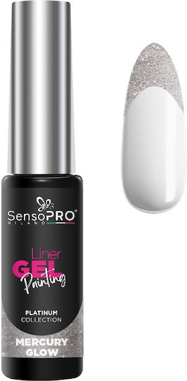 Sensopro Milano Platinum Gel Nail Art Liner Uv Mercury Glow 8ml