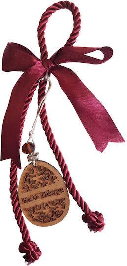Jeenie Handmade Hanging Lucky Charm Home Burgundy Wooden 15cm
