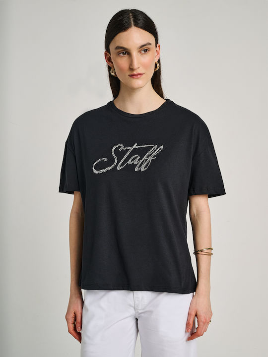 Women's Cotton Short Sleeve Top Black