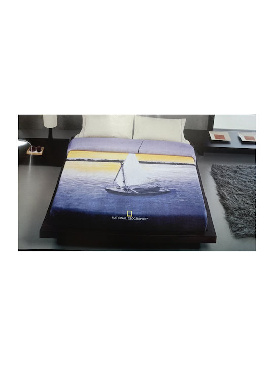 National Geographic Png Κουβέρτα Ισπανίας Βελουτέ Μονή 160x240εκ. Μπλε