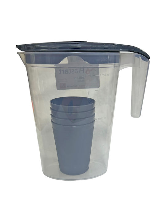 CHiou Kannen Servierkanne mit Gläsern Kunststoff 2000ml