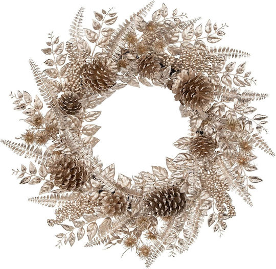 Christmas Decorative Illuminated Wreath with Diameter 60cm Gold