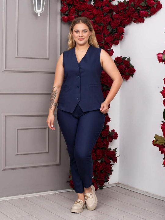 Women's Fabric Trousers Navy Blue