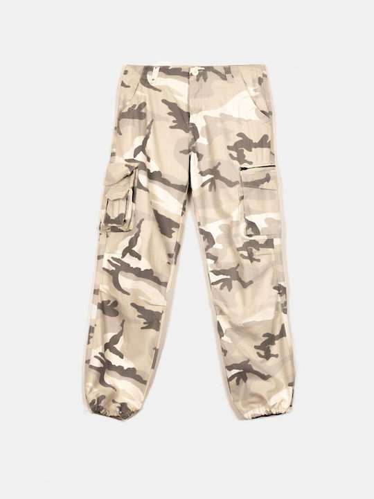 Women's Fabric Cargo Trousers Beige