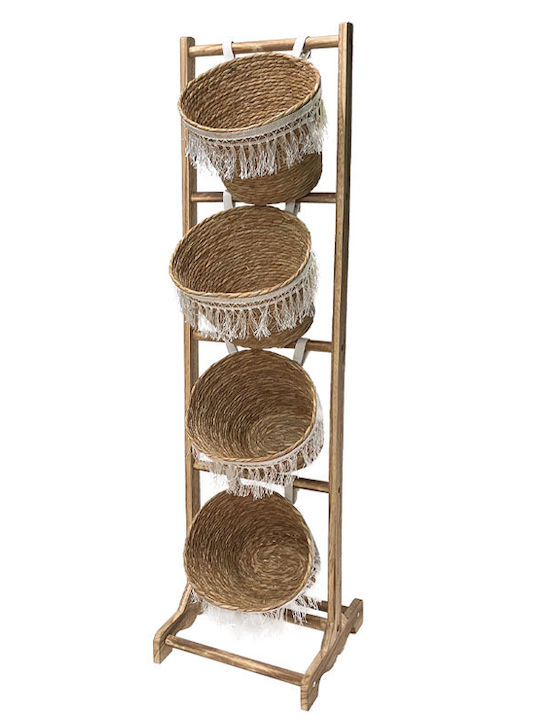 Marhome Decorative Wooden Brown Basket 27x27x24cm