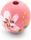 Wooden Flower Bead 23mm/ø4 Pink Package 12 Pieces