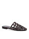 Pantofi Mules De Piele Cu Toc În Culoarea Maro