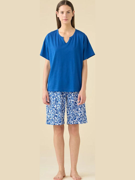 Noidinotte Summer Women's Pyjama Set Cotton Blue