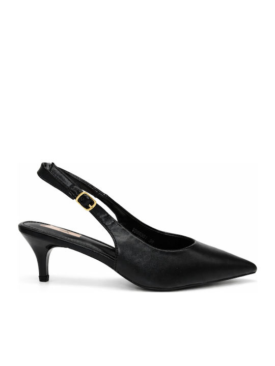 Heels with Strap & Thin Medium Heel Black SV-VB69301-26HH-MAVRO