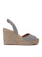 Sommer Damenplattformen im Stil Espadrilles Silber