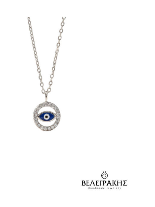 Velegrakis Halskette Auge aus Silber mit Zirkon