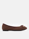 Women's Pointed Toe Ballerina Shoes In Brown Colour