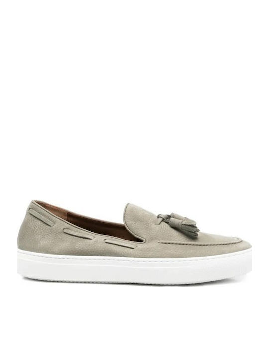 Δερμάτινα Ανδρικά Loafers σε Πράσινο Χρώμα