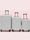 Homeone Hard Gray Travel Suitcases with 4 Wheels Set of 3 Pieces