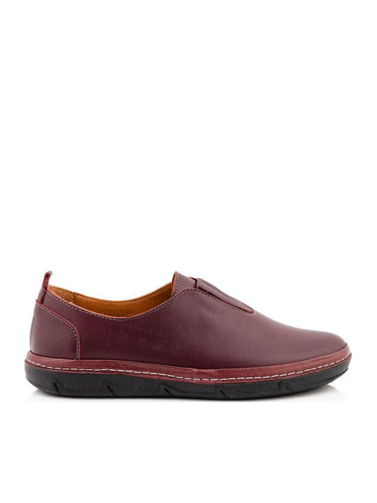 Boxer Leather Women's Loafers in Burgundy Colour