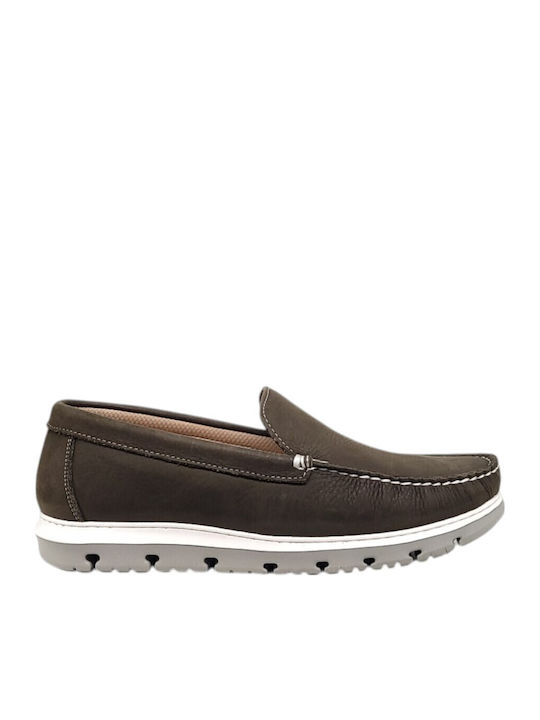 Δερμάτινα Γυναικεία Loafers σε Χακί Χρώμα