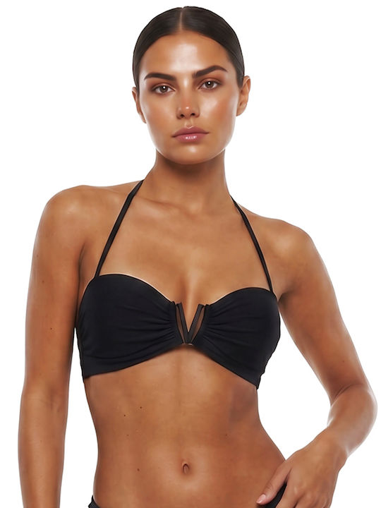Trägerloses Bikinioberteil B-Cup Mit Polsterung Schwarz