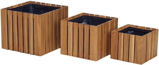 Butlers Set of 3 Wooden Flower Pots Brown Butlers Set of 3 Wooden Flower Pots Brown