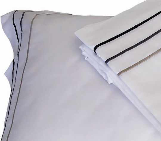 Oxford Set 6 Hotel Pillowcases Striped Cotton Sateen 75x55cm