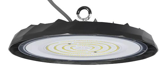 Powertech Kommerzielle Glockenlichter 100W Kühles Weiß 10000lm mit Eingebauter LED Schwarz Ø30xH4cm